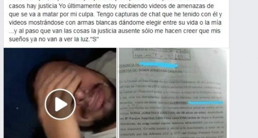 Cansada de la violencia de su novio lo escracho v&iacute;a Facebook