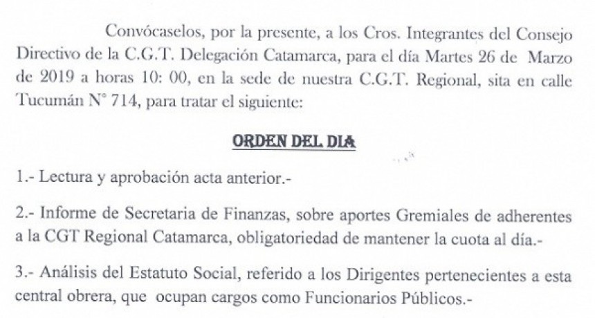 Reunión Consejo Directivo de la CGT Catamarca