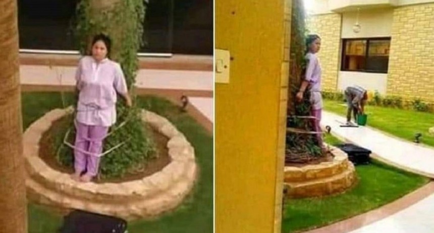 Ataron a una empleada doméstica a un árbol como castigo por haber dejado un mueble bajo el sol