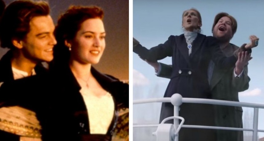Celine Dion y James Corden recrearon la escena de Jack y Rose en el Titanic