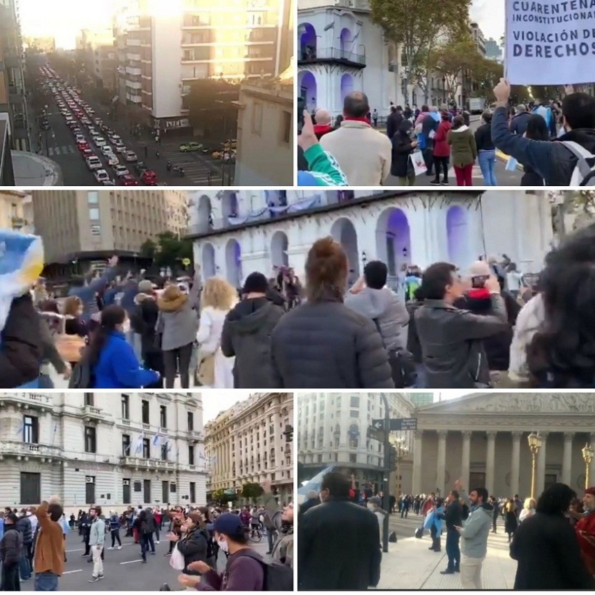 Fuerte cacerolazo y protestas en el Obelisco en contra de la cuarentena
