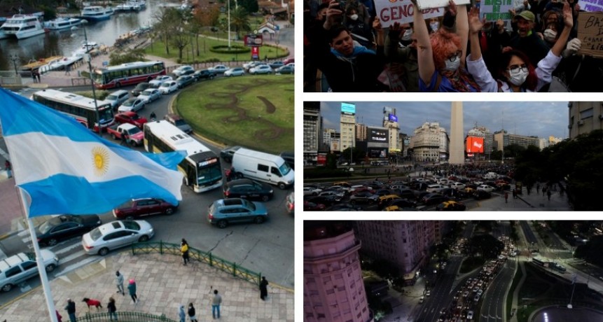 Protestas y movilizaciones en el Obelisco y en distintos puntos del país contra la cuarentena