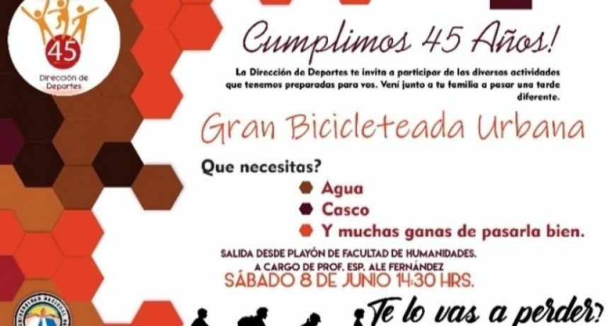 Este sábado bicicleteada de Deportes de la UNCa.