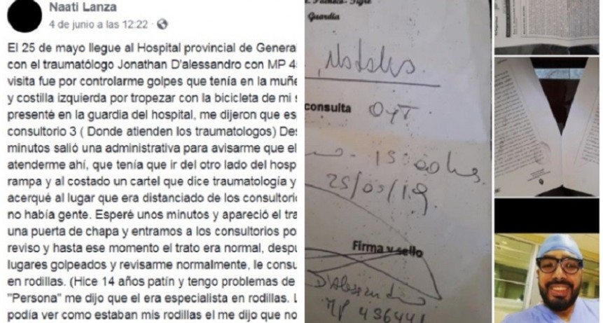 Fue a atenderse a un hospital y denunció que fue abusada por el traumatólogo