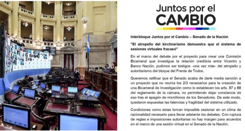 Grave denuncia de Juntos por el Cambio sobre el funcionamiento del Senado