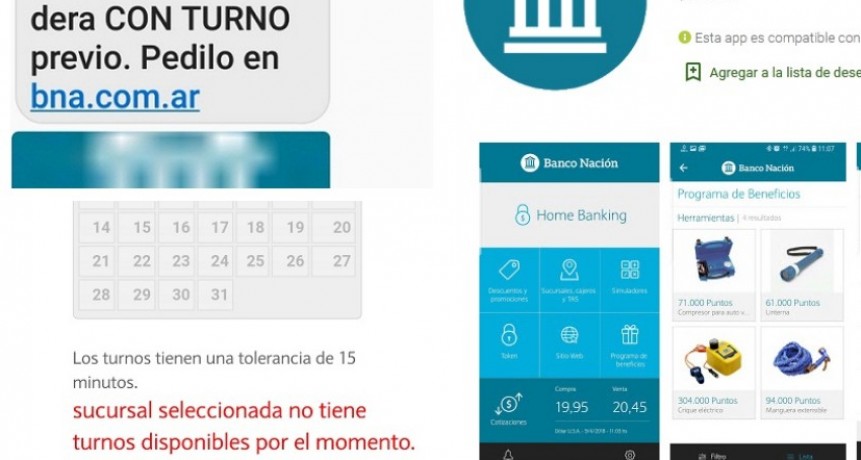 Problemas para pedir turnos on-line con la App del Banco Nación