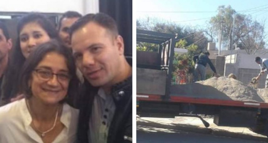 Precandidato del PJ  reparte arena y materiales