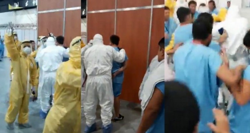 Los videos de las escandalosas peleas entre contagiados de Covid-19 en Costa Salguero