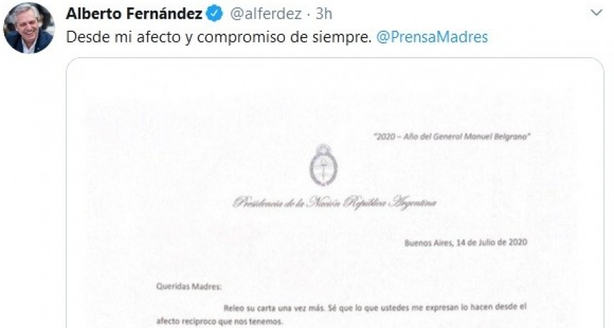 Alberto Fernández le respondió a Hebe de Bonafini con un comunicado en Twitter