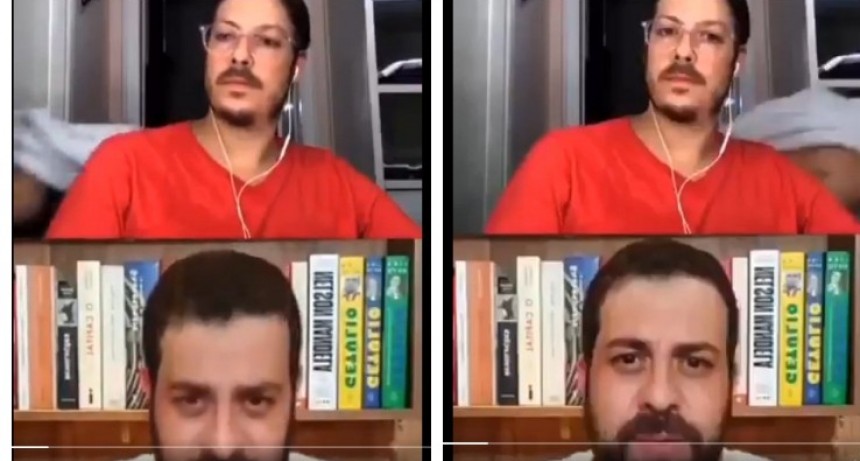 Intentó pasar sin ser vista por detrás de su marido pero salió desnuda en vivo para miles de personas