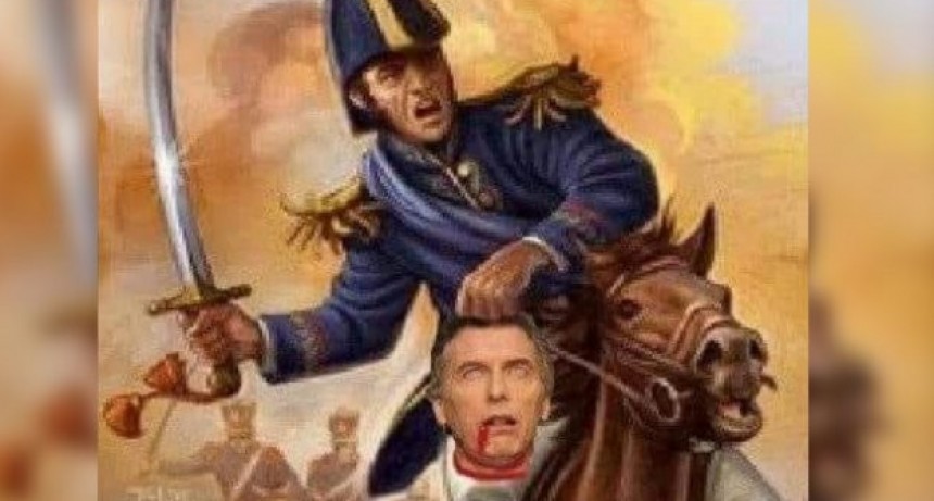  REPUDIO: Santiago C&uacute;neo difundi&oacute; una ilustraci&oacute;n de Macri degollado por San Mart&iacute;n