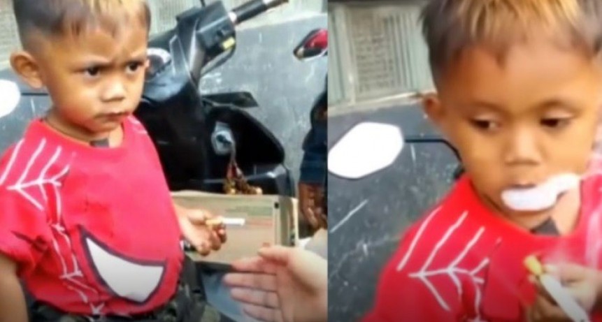 Tiene 2 a&ntilde;itos y fuma 40 cigarrillos por d&iacute;a: sus pap&aacute;s le convidan