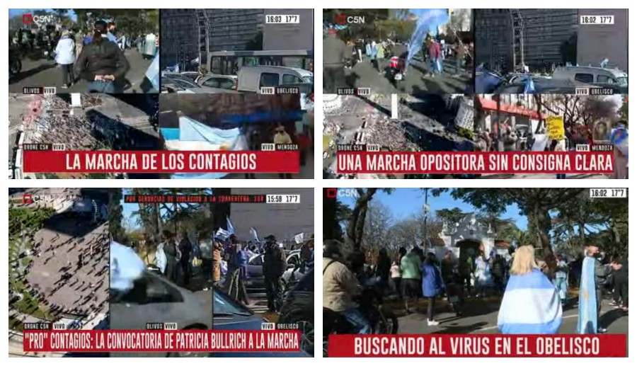 “Buscando al virus”: los bizarros zócalos de C5N durante la marcha del 17A