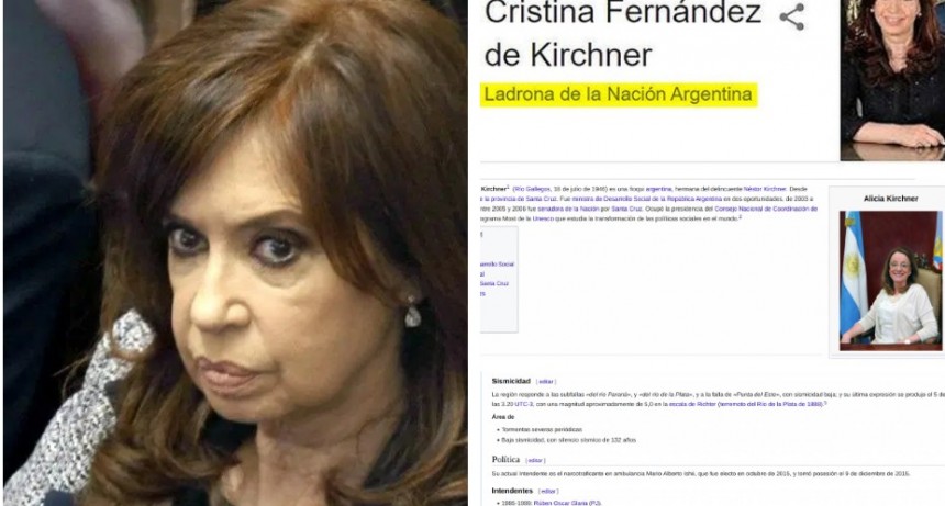 Más allá de Cristina: otros nombres de políticos que figuraron cambiados en Wikipedia