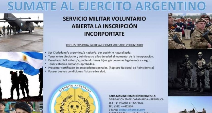  Continúan abiertas las inscripciones para sumarse al Ejército Argentino delegación Catamarca
