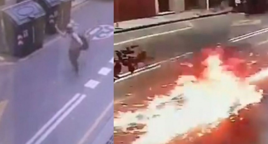 VIDEO |Encampuchados Atacaron sede de Gendarmer&iacute;a con bombas molotov