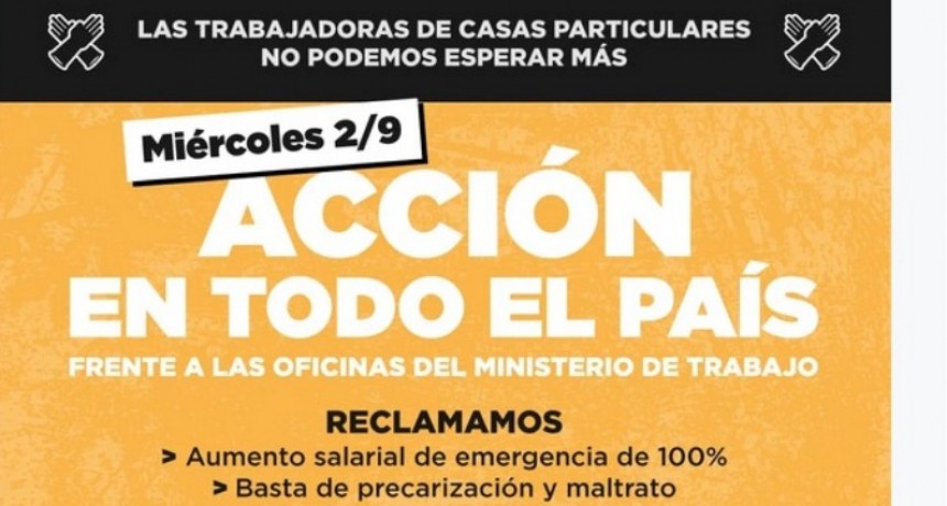 Este Miércoles: trabajadoras de casas particulares se movilizan al Ministerio de Trabajo