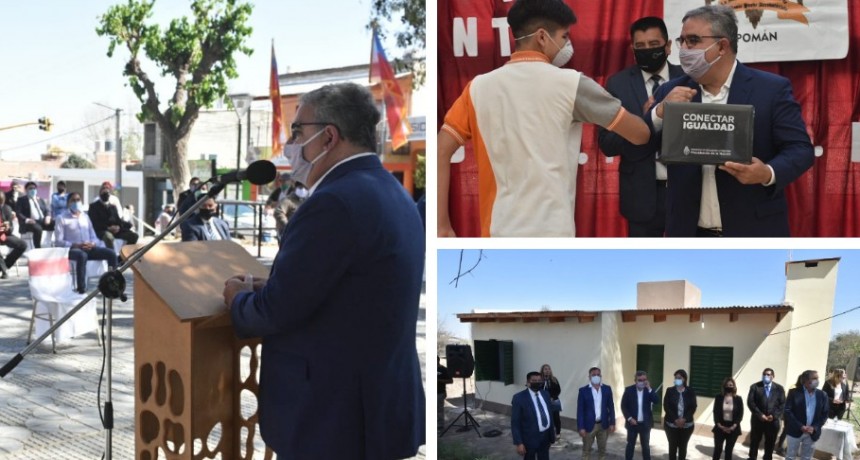 El equipo de gobierno celebró el aniversario de Pomán, entregó materiales y recorrió la ruta 14