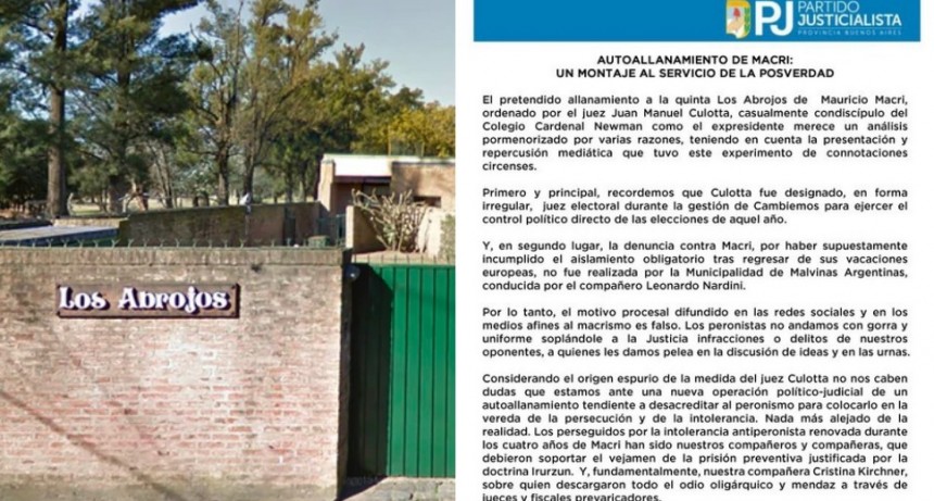El PJ bonaerense acusan a Macri de haberse “autoallanado”