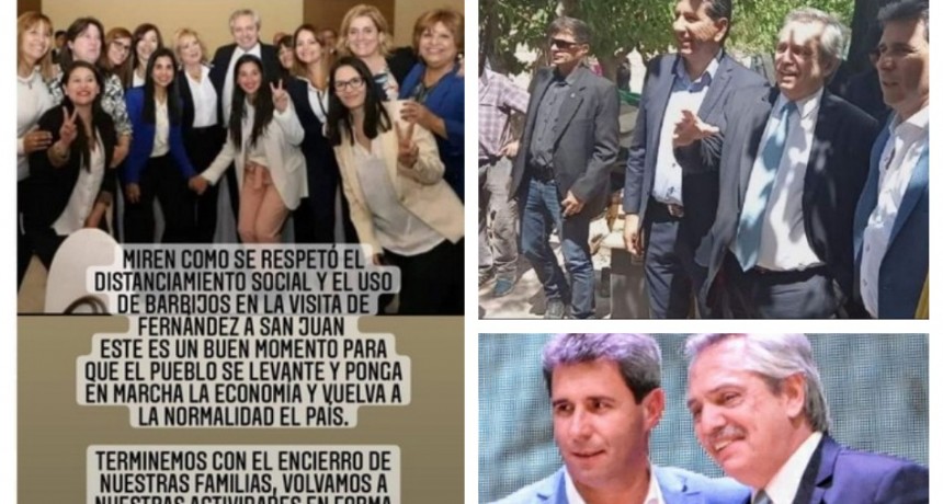 Las fotos de Alberto Fernández en San Juan sin barbijo que causó malestar