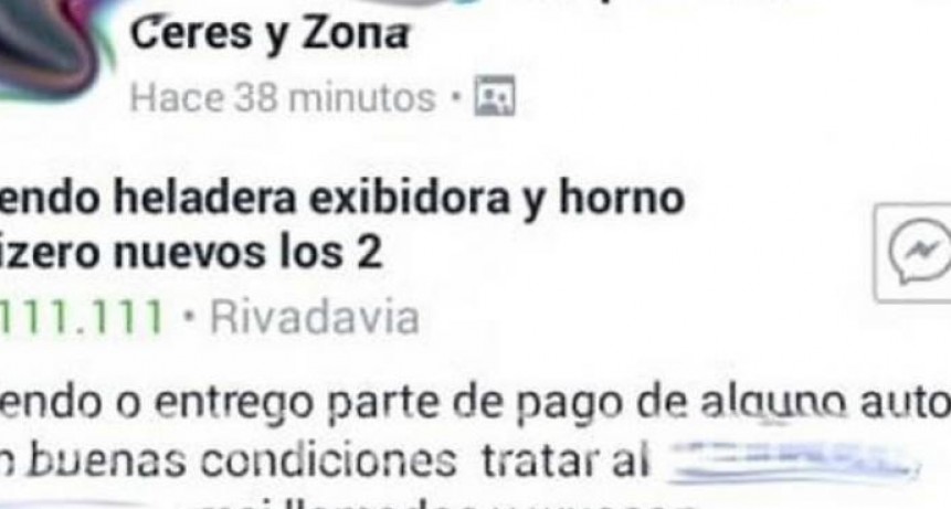 Recibi&oacute; bienes de Naci&oacute;n para emprendimiento y los trato de vender por Facebook