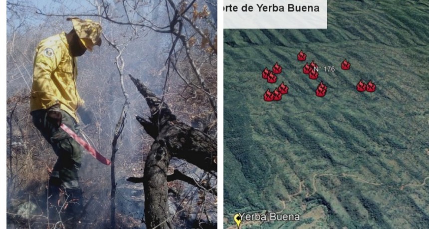 Continúan con actividad los incendios de La Cébila y Yerba Buena 