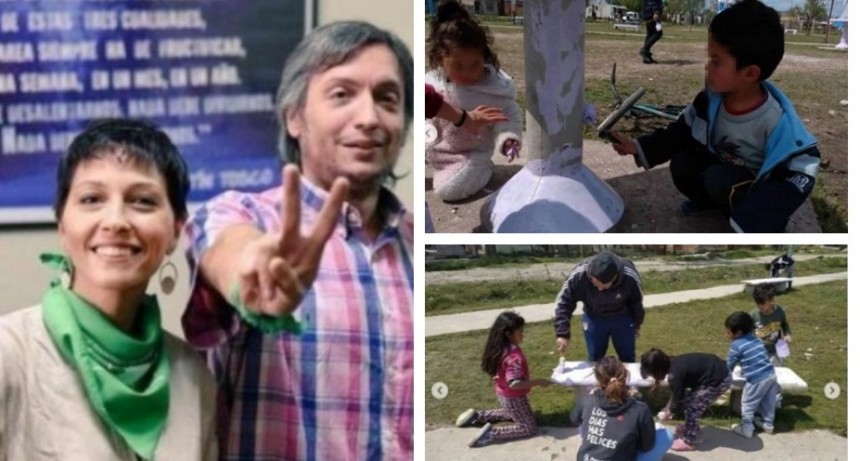 La Cámpora sumó a chicos para pintar una plaza sin barbijos ni distanciamiento social