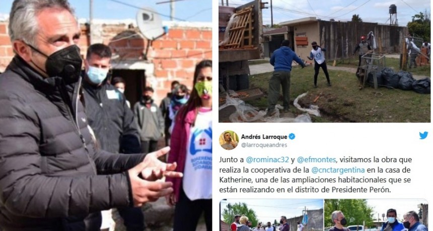 “El Cuervo” Larroque le regaló a los usurpadores de Guernica materiales para que construyan sus casas