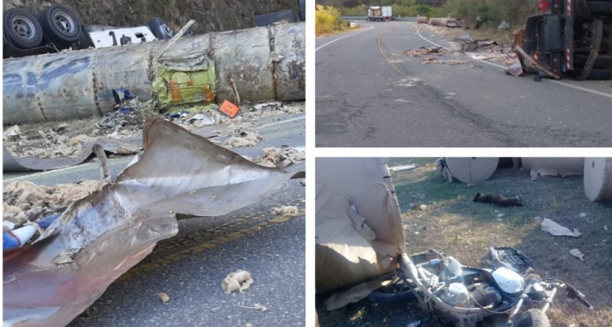 Cuesta del Totoral Chocaron dos camiones 