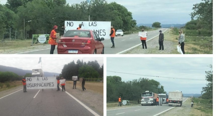 Corte en la Ruta Nacional 38:  Denuncian usurpaciones de tierras en Paclín (AUDIO)