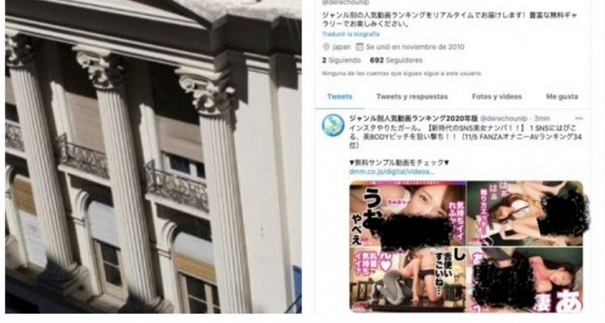 Papelón: la cuenta de Twitter de la facultad de Derecho de la UNLP se volvió en un sitio porno japonés