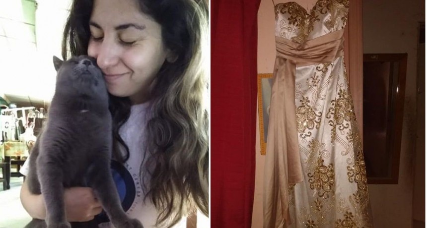 Desesperada, una joven puso a la venta su vestido de egreso para costear la operación de su gatito
