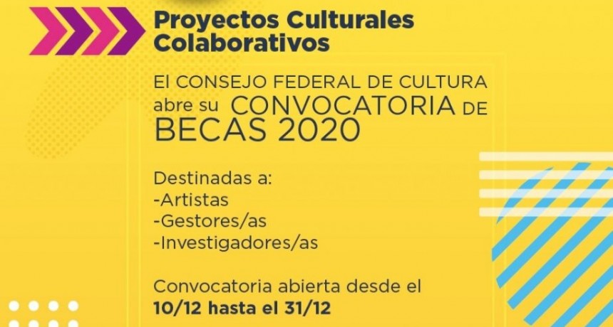 Convocatoria abierta a las Becas 2020 del Consejo Federal de Cultura